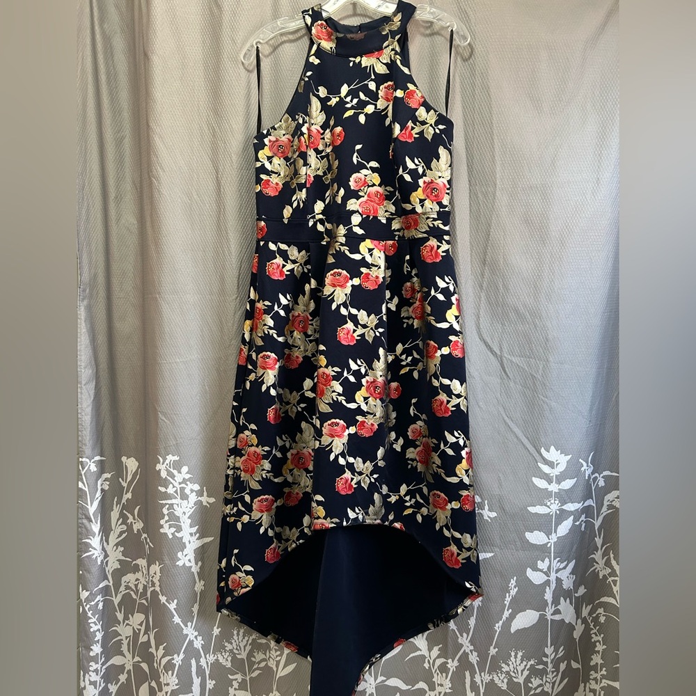 Enfocus Studio Navy Floral High-Low Dress